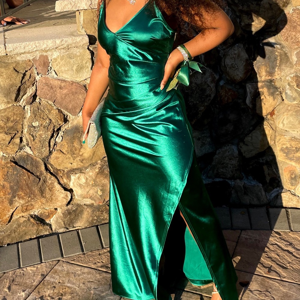 Satin Emerald Green Prom Dress